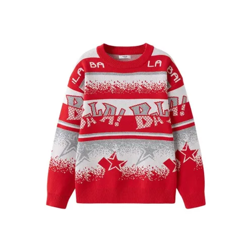 Balabala Свитер Красный Белый Цвет Унисекс