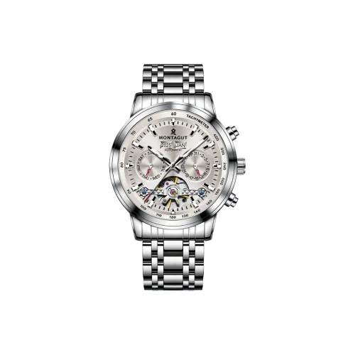 Montagut Автоматический Механический Механизм Нержавеющая Сталь Ремешок Часы Мужские Часы Синий Циферблат