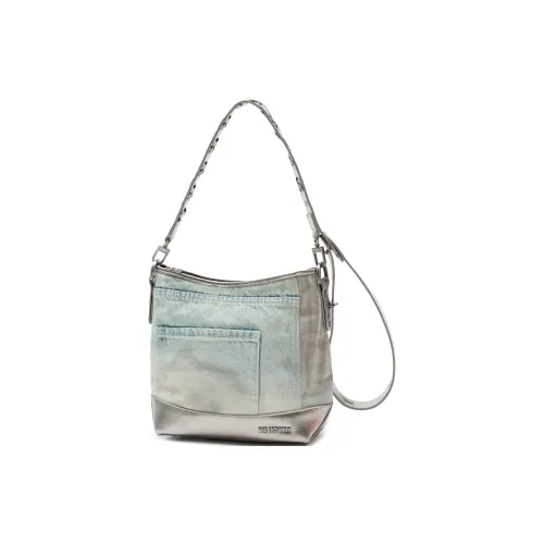 BREAKDANNY Деним с коровья кожа сумка на плечо женская стильный серебряный