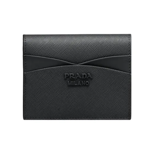 PRADA Smooth Leather Wallet Small Women's Black