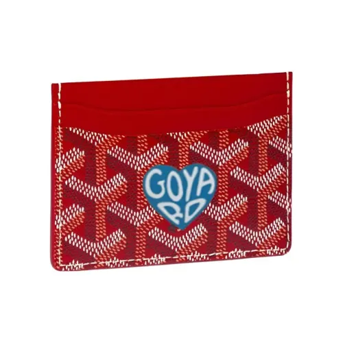 GOYARD Saint Sulpice Холст с кожей Собака's Teeth Картхолдер Картхолдер Унисекс Красный Небесно-голубой Маленькое сердце