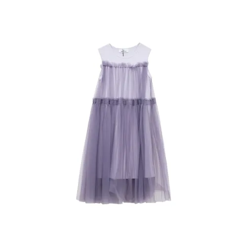 SUNTOMORROW Платье 2025 Лето Светло-фиолетовый Хаки Подростки