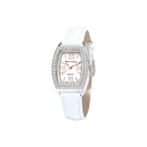 ROYAL CROWN RC Кварцевый механизм кожаный ремешок женские часы белый циферблат