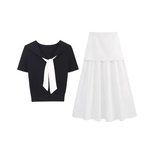 MARIE·COCO Черный топ + Юбка Женские Комплекты с юбкой