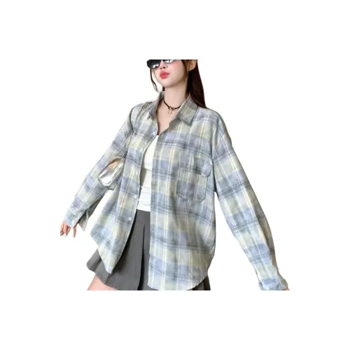 OMOIDAS Blue Women's Shirts ОМОИДАС Синий Женские Рубашки