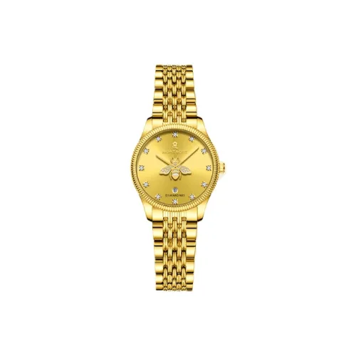 Montagut Кварцевый механизм ремешок из нержавеющей стали женские часы золотой циферблат