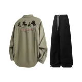 Комплект одежды (Топ цвета хаки + Черные штаны)