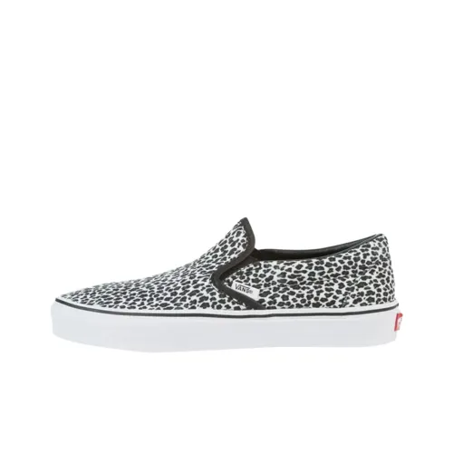 Vans CLASSIC Slip-On Скейтборд Кроссовки Унисекс Черный Белый Леопардовый Принт