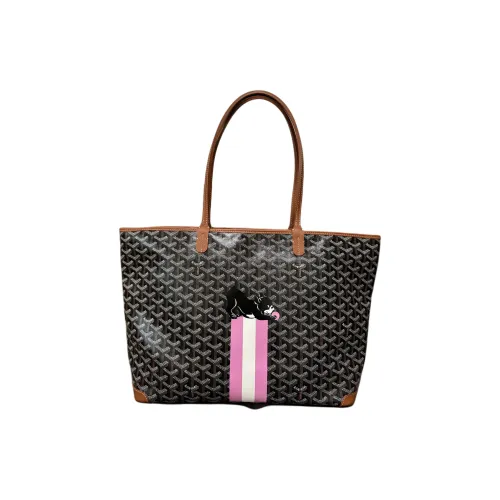 GOYARD Saint Louis Холст и Кожа Тоут Сумка Плечевая Сумка Стандартная Унисекс Черная Серый