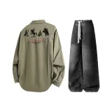 Комплект одежды (Топ цвета хаки + Черные штаны)