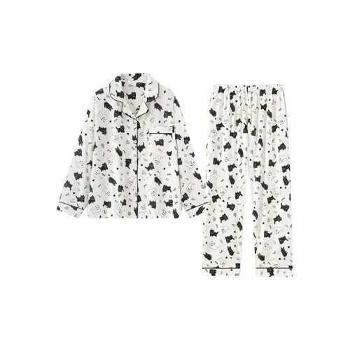 MEIJIAO Черно-белая панда Кошка Одежда Комплекты Женские Пижамные комплекты
