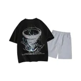 Чёрный топ, светло-серый низ