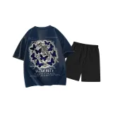 Темно-синий топ, черный низ