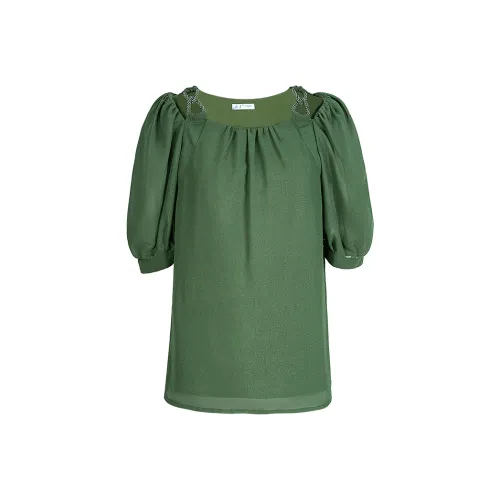 Tang Xi Рубашка Зеленый Похудение Элегантный Топ Женские