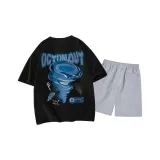 Чёрный топ, светло-серый низ