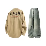 Комплект одежды (Топ хаки + Штаны желтого цвета грязи)