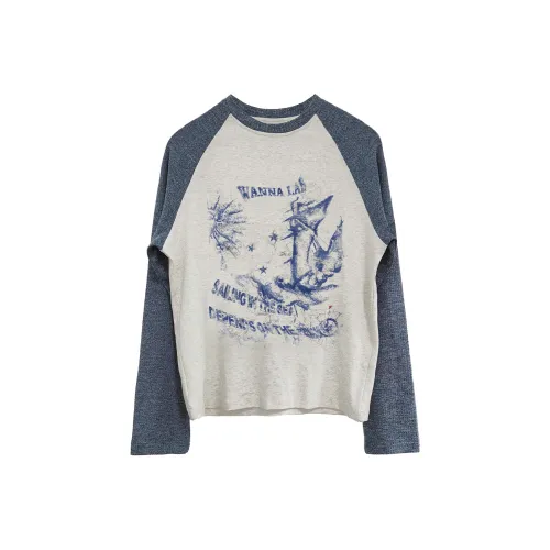 WANNA LAB Синие и Белые Унисекс T-рубашки