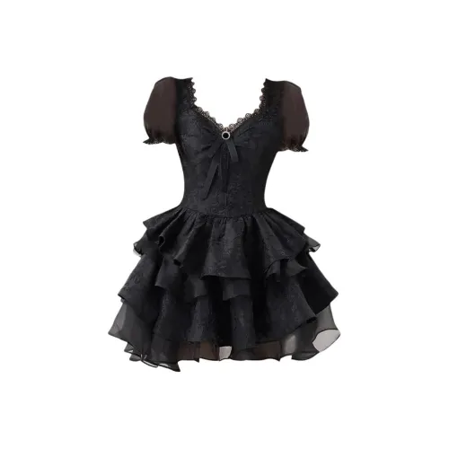 PNVB Черный Женский Короткий С рукавами Платье