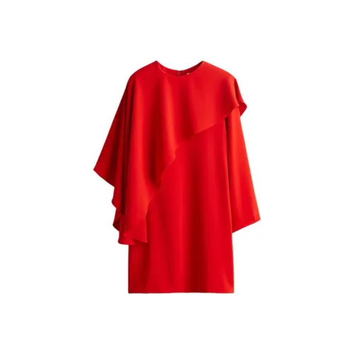 H&M Ярко-красные женские длинные платья с длинными рукавами