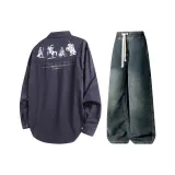 Комплект одежды (Синий топ + Винтажные синие штаны)