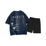 Темно-синий топ, черный низ