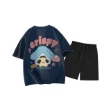 Темно-синий топ, черный низ