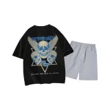 Чёрный топ, светло-серый низ