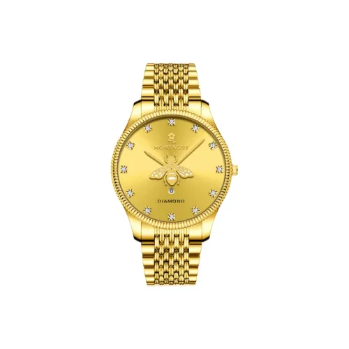 Montagut Кварцевый механизм ремешок из нержавеющей стали мужские часы золотой циферблат