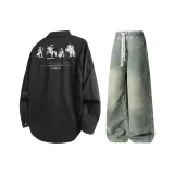 Комплект (черный топ+желтые грязевые штаны)