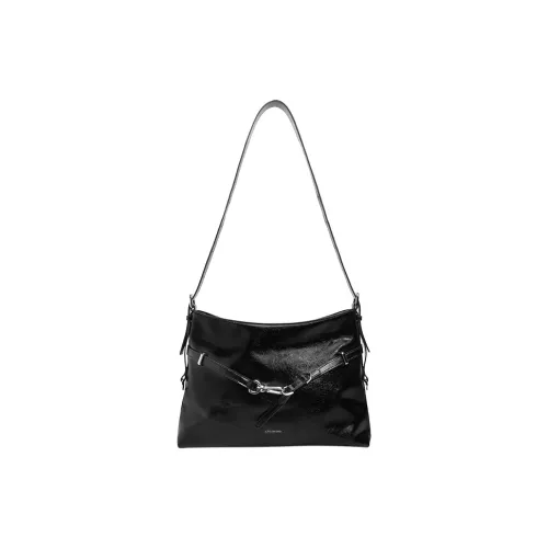 Tanita West Коровья кожа Сумка на плечо Большая Женская Черная