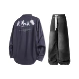 Комплект одежды (Синий топ + Черные штаны)