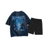 Темно-синий топ, черный низ