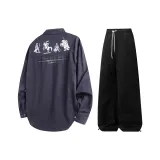 Комплект одежды (Синий топ + Черные штаны)