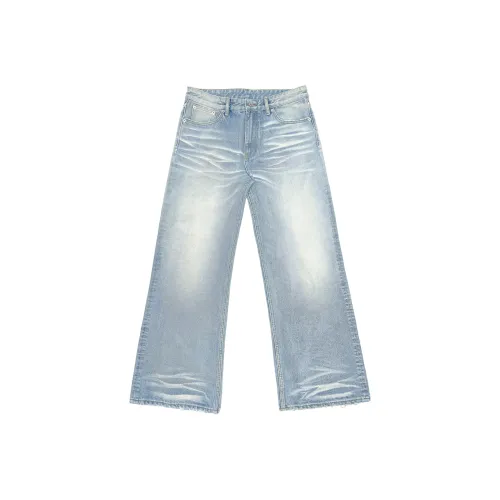 WANNA LAB Светло-синий Молочный белый Унисекс Джинсы