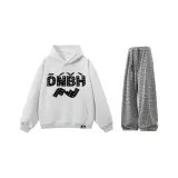 Белый серый топ + белые клетчатые штаны