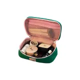 Зеленая двойная сумка для макияжа с молнией