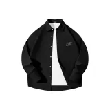 [Длинный рукав рубашка] Черный (легкий, простой, буква, логотип на груди)