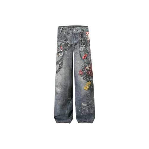 XIAOLIZI Blue Women's Jeans XIAOLIZI Синий Женские Джинсы