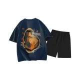 Темно-синий топ, черный низ