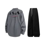 Комплект (Топ серого цвета + черные штаны)