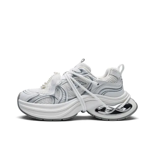 KAPPA Спина к Спине Поддержка Увеличение Высоты Низкий Топ Толстая подошва Кроссовки Женские Холодный Серый