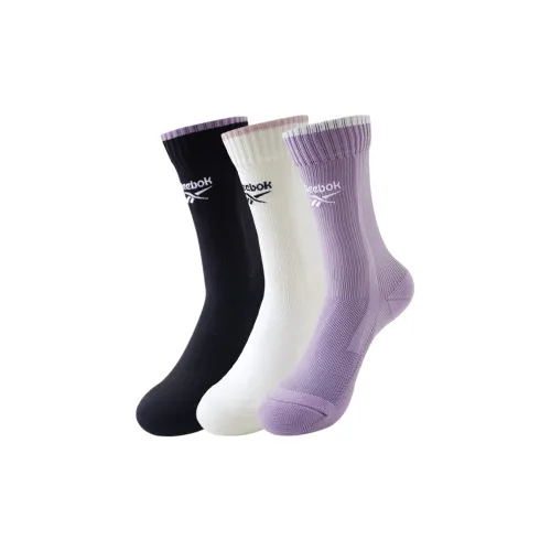 Reebok [3 упаковки] Белый + Черный + Фиолетовый Носки для баскетбола для женщин
