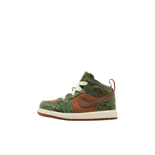 Jordan Air Jordan 1 MID Топ Обувь для малышей Зеленый Infant And Toddler