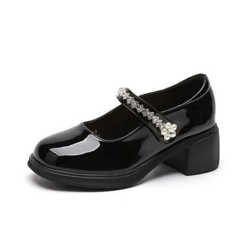 Wooden Rabbit Аbrasion Resistant Дышащий Низкий Топ Детская кожаная обувь Черный Зеркальце Подростки