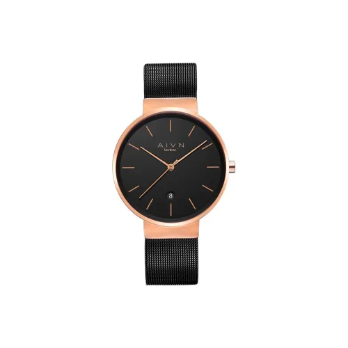 AIVN Кварцевый механизм ремешок из нержавеющей стали черный циферблат мужские часы