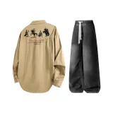 Комплект одежды (Хаки топ + Черные штаны)