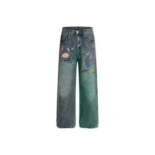 WAYHWEI Blue Unisex Jeans WAYHWEI Синий Унисекс Джинсы