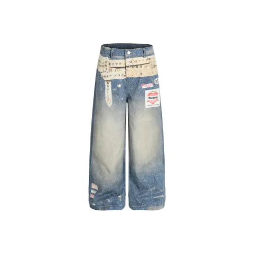 WAYHWEI Blue Unisex Jeans WAYHWEI Синий Унисекс Джинсы