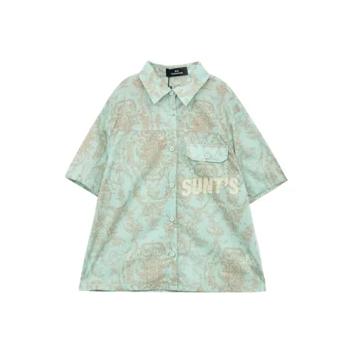SUNTOMORROW Повседневная рубашка 2025 Летний Кофейный Зеленый Подростки