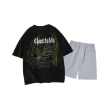 Чёрный топ, светло-серый низ